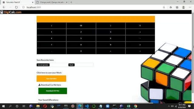 Web calculator App React.js with Django backend