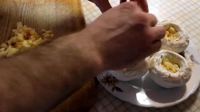 Запечённые шампиньоны(Быстрая и вкусная закуска)