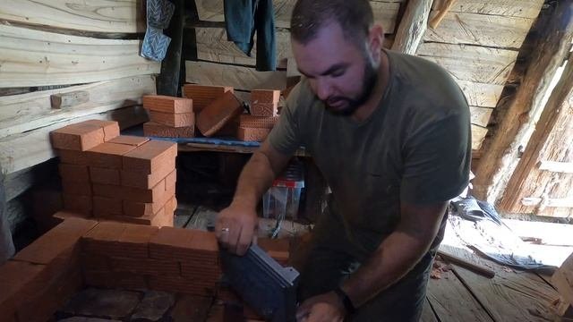 Dugout life Very large stove in a dugout Off grid living Making a brick oven bushcraft