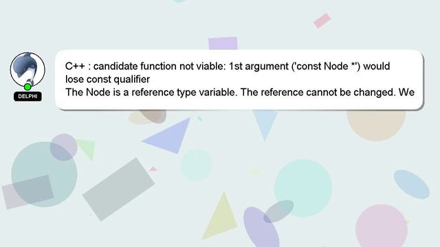 C : candidate function not viable: 1st argument const Node  would lose const qualifier