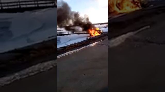 Сгорела машина 24.03.20 возле Койнихи. р.п Линево.
