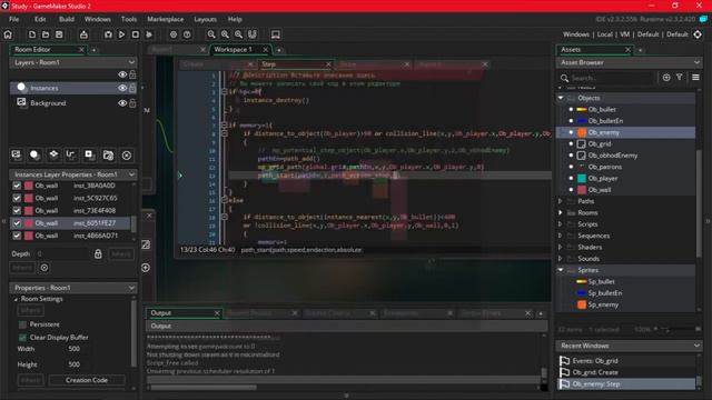 Движение врага по сетке Game Maker Studio 2