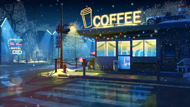 Вечерняя Кофешка | Frozen Coffee | Street | Winter | Snowfall - Живые Обои