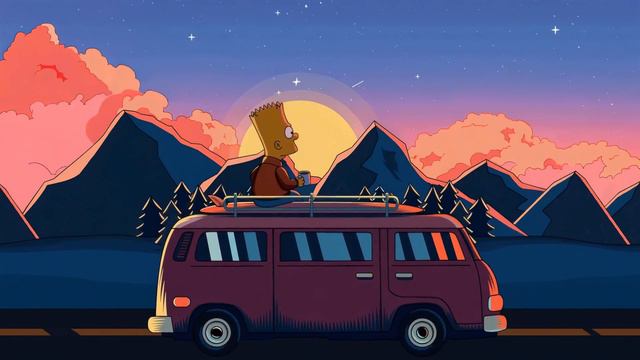 Барт Симпсон Путешествует на Крыше | Bart Travel Van The Simpsons Relax - Живые Обои
