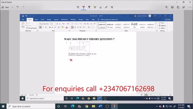 WAEC 2016 PHYSICS THEORY QUESTION 7