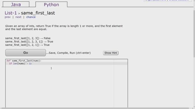 033 - Ejercicio de Python - Codingbat - List 1 - Same_first_last
