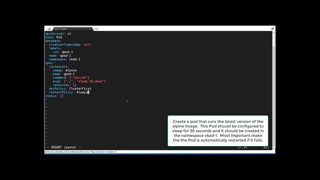 CKA Sample test question 1 - create a pod