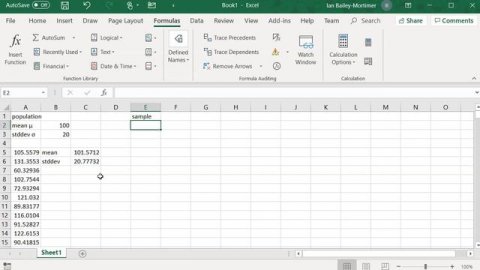 Making a normal distribution sampling simulation spreadsheet
