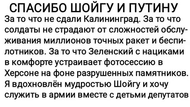 Спасибо Путину и Шойгу
