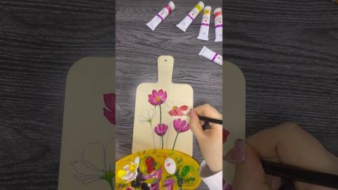 Роспись деревянной доски цветами
