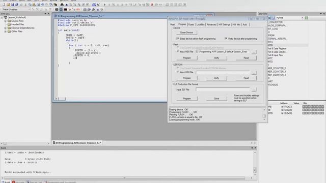 AVR video lessons. 5 урок ч.3 (Бегущие огни)