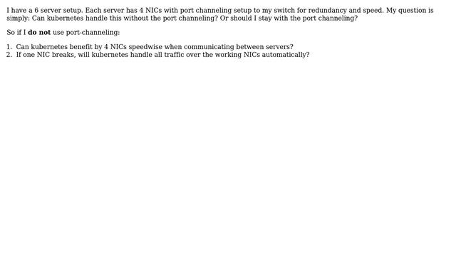 Is port channeling/LACP needed with kubernetes?