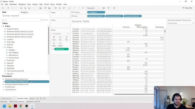 How to create a dynamic table in Tableau
