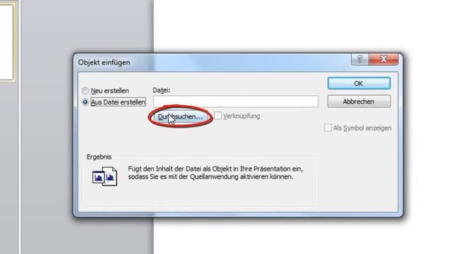 Powerpoint 2010 - Externe Excel Tabelle einfügen