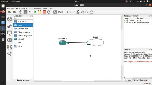 Cara Menghubungkan Mikrotik GNS3 ke Internet