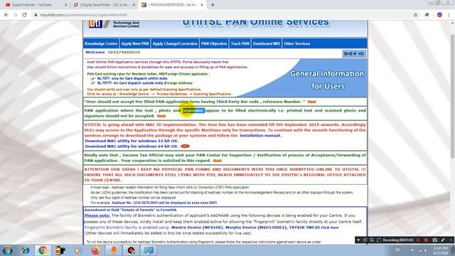 Sucessfull Install Mac Utility Software in UTI Pan Portal in Hindi