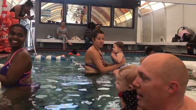 Parent taught Parent-Tot Class doing Polliwog "Castle Swim" in Seal Beach,, CA