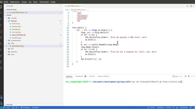 BUSCANDO URL COM GOLANG #PROGRAMAÇÃO #PROGRAMANDO