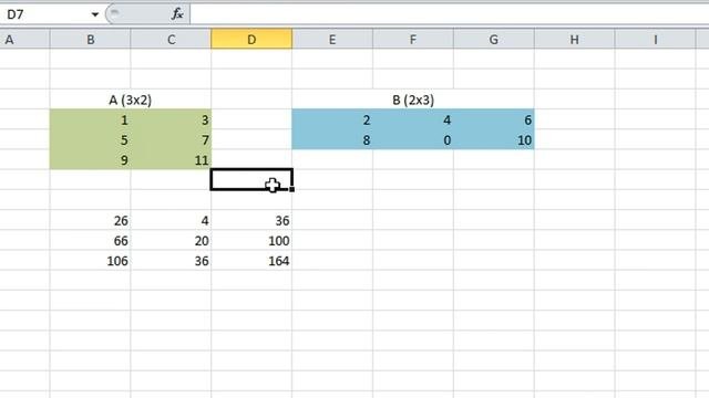 Multiplicación de dos matrices en Excel  Álgebra lineal