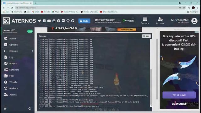 How to enable cheats in Aternos Server