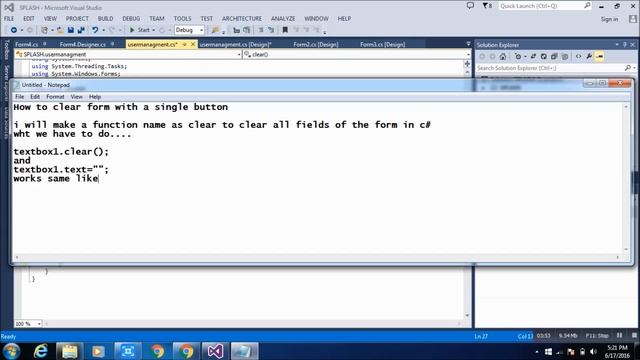 How to clear/reset form  in c#