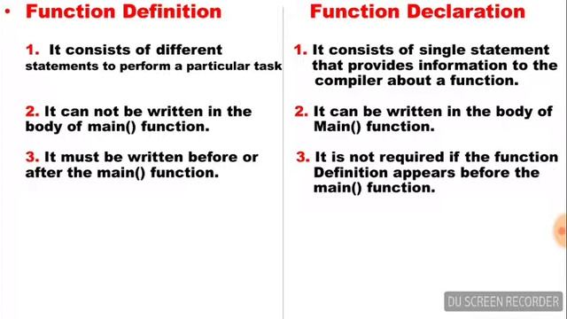 #10 Difference Between Function Definition & Function Declaration | Lecture 15 in Urdu/Hindi