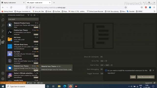 VS-CODE in Cloud: Free Code-Server in Cloud | railway.app | Newstech Videos | हिंदी