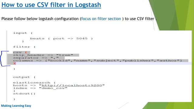 CSV filter in logstash | csv filter configuration in logstash