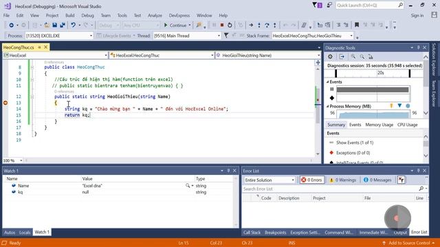 Bài 6 Dubug trong C# - Lập trình C# cơ bản cho Excel