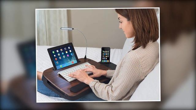 Sofia + Sam Multi Tasking Memory Foam Lap Desk with USB Light (Wood Top) | Best Laptop Desk 2020