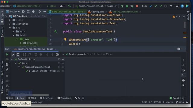 TestNG Parameterisation - @Parameters | @Optional