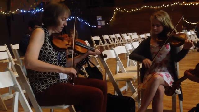 Haley (12) and Liz Carroll fiddling The Chandelier and Anne Lacey's reels.