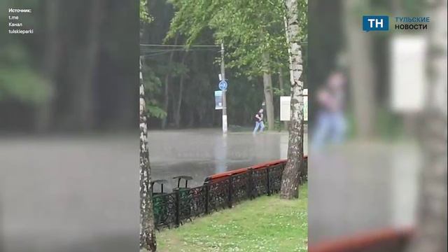 В Туле в Белоусовском парке прошел сильный дождь