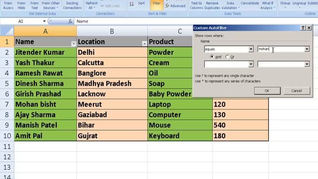Microsoft excel में data text filter का इस्तेमाल कैसे करे How to use data text filter in ms excel