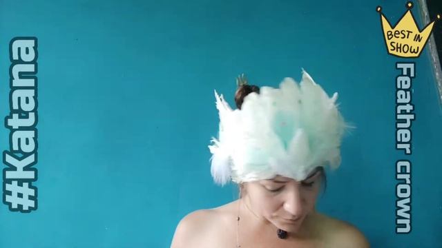 #Корона из перьев. Мятный океан. Hand made  by #Katana. #FeatherCrown #Crown