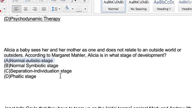 Margaret Mahler Developmental Stages LCSW TEST PREP QUESTION BREAK DOWN in under FIVE MINUTES