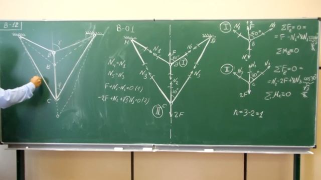 Сопротивление материалов. B-12 (растяжение/сжатие, симметричная ферма, нагрев).
