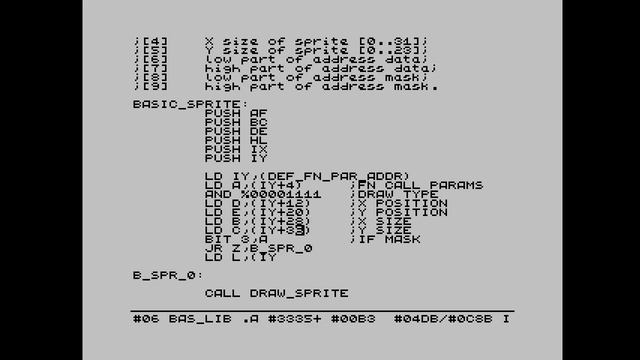 Дневник разработки, ZX Spectrum, #2. Адаптируем код для функции Бейсика и выводим спрайт с маской