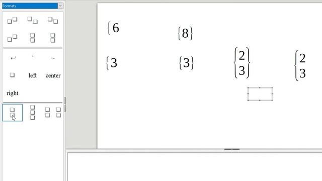 LibreOffice Calc: Brackets, Scalable brackets and Single brackets