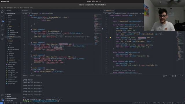 Serial Monitor Nextjs and Tauri