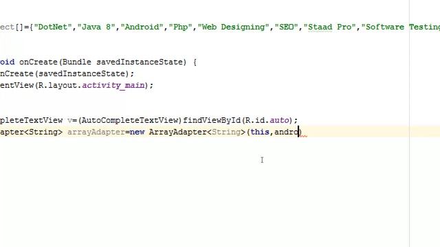 Working with AutoCompleteTextView In Android Studio(In Hindi #2)