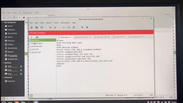 Part30 Wiping and Imaging Computers. Network boot into WinPE in Legacy BIOS, using grub and wimboot