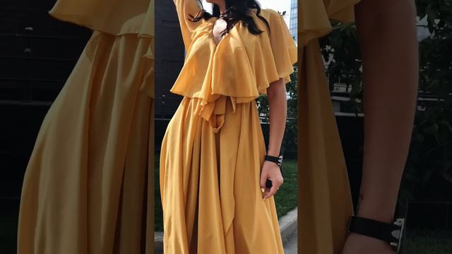 TM Domenica | Длинное шифоновое платье с легкой пелериной