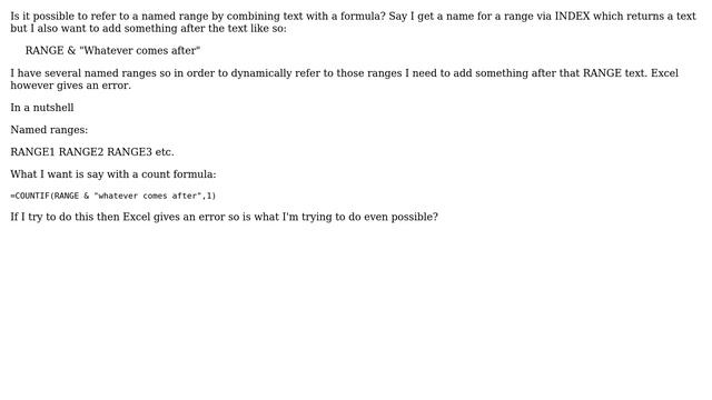 Excel reference named range with text and formula (2 Solutions!!)