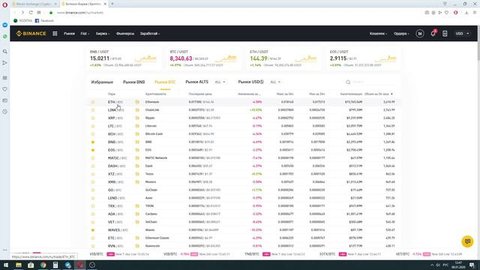 Биржа Binance. Вкладка Рынки. (3/12)