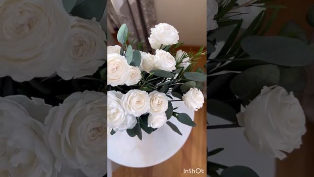 Букетик в вазе для любителей кустовых роз «White bombastic»