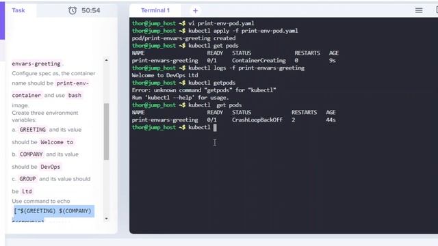 Print Environment Variables in k8s POD