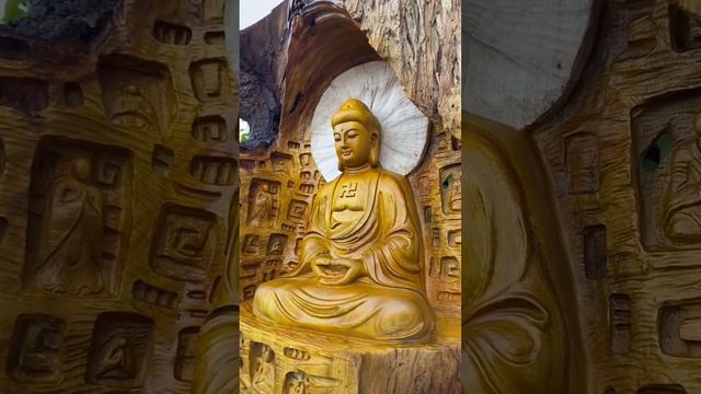 Buddha bless those who are destined, root carving art, crafted,Intangible Cultural Heritage