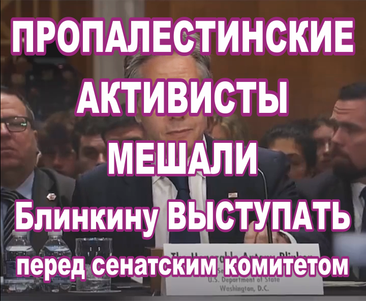 Пропалестинские активисты мешали Блинкину выступать перед сенатским комитетом.