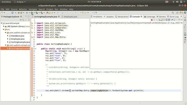 Java 8 Feature | Stream API - Sort a Map using lambda and Stream API Example Program